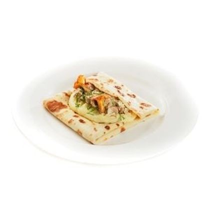 Блинчик с лисичками и картофельным пюре