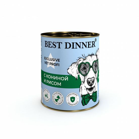 Best Dinner Vet Profi Hypoallergenic консервы для собак, конина и рис, 340 г