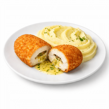 Картофельное пюре с котлетой по-Киевски