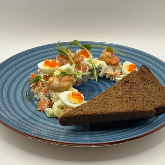 Салат «Оливье» с креветками