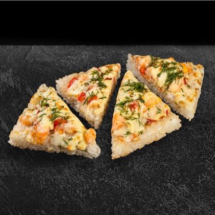 Суши-пицца с креветками