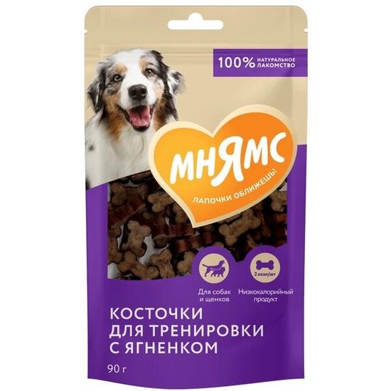 Мнямс На каждый день лакомство для собак, тренировочные «Косточки» с ягнёнком, 90 г