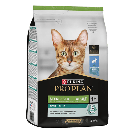 PRO PLAN Sterilised сухой корм для стерилизованных кошек, кролик, 3 кг