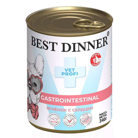 Best Dinner Vet Profi Gastro Intestinal консервы для собак, ягнёнок с сердцем, 340 г
