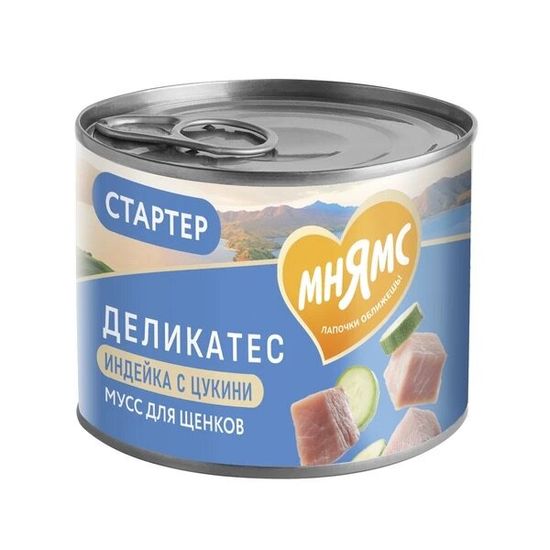 Мнямс Деликатес Стартер консервы для щенков до 4 месяцев, паштет из индейки с цукини, 200 г