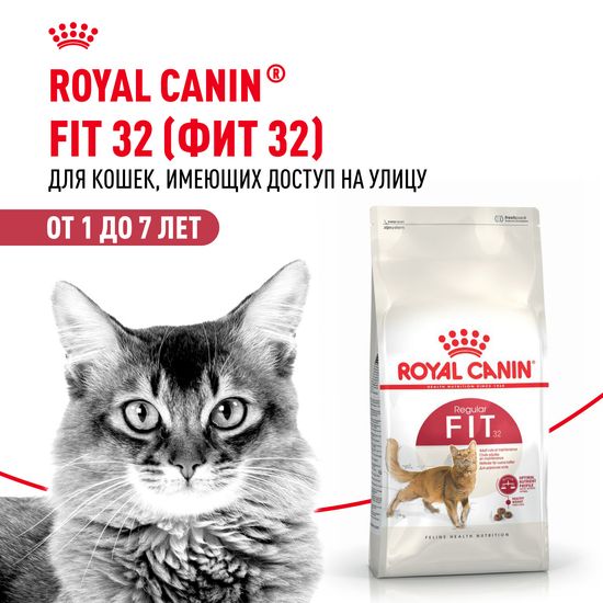 ROYAL CANIN Фит 32 сухой корм для взрослых кошек от 1 до 7 лет с умеренной активностью и доступом на улицу, 0,4 кг