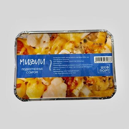 Мидии подкопченные с сыром 1/300