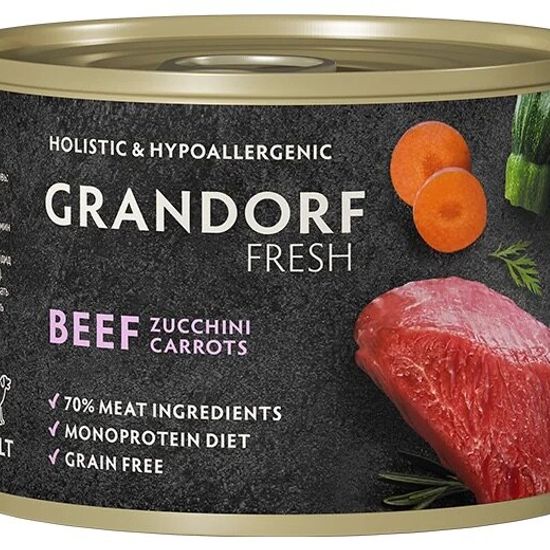 GRANDORF Fresh консервы для собак, паштет из говядины с цукини и морковью, 200 г (3502)