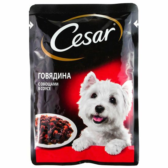 Cesar пауч для взрослых собак всех пород, говядина с овощами в соусе, 85 г