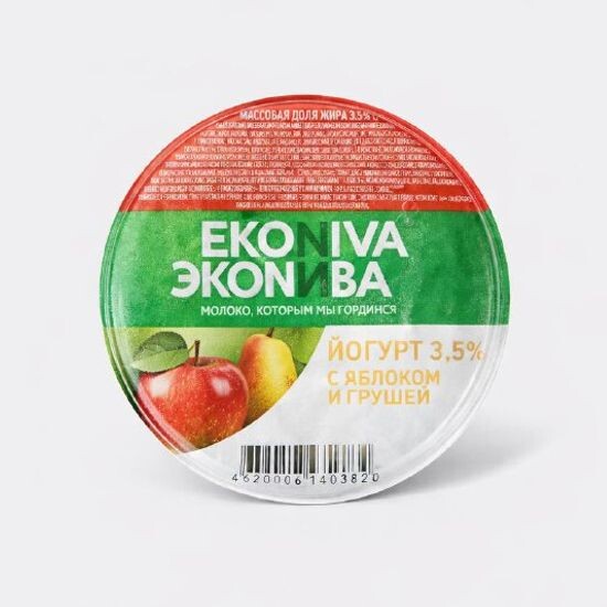 Йогурт 3% яблоко/груша 250гр стакан Эконива