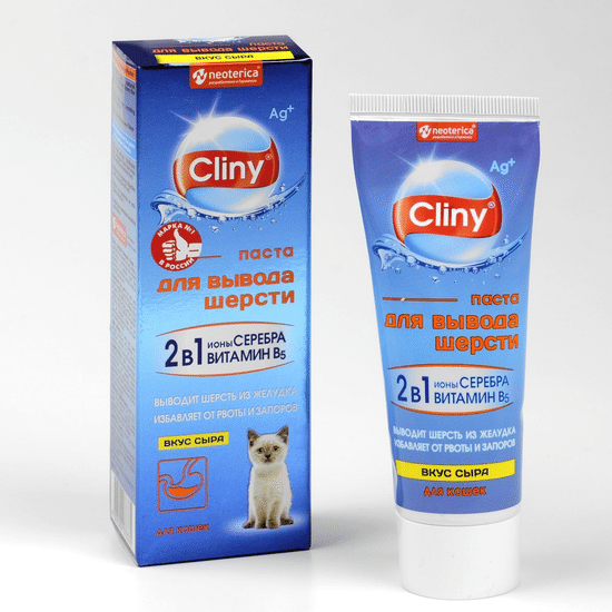 Cliny паста для кошек для выведения шерсти, сыр, 75 мл