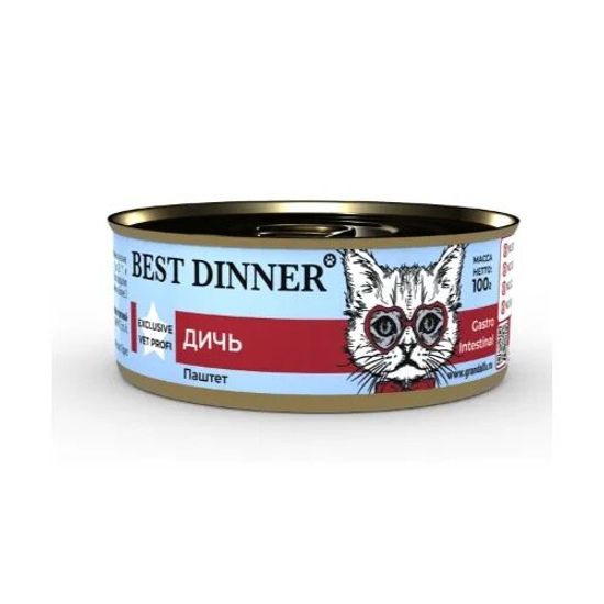 Best Dinner VET PROFI Gastro Intestinal консервы для кошек, дичь, 100 г
