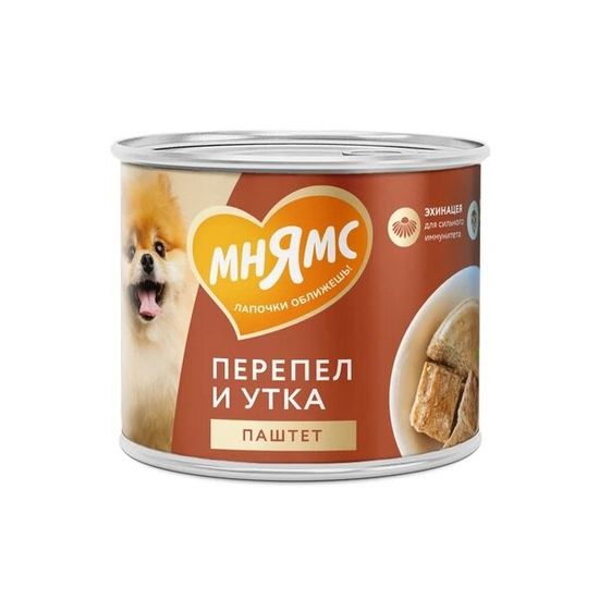 Мнямс На каждый день консервы для собак «Сильный иммунитет», паштет из утки и перепела, 200 г