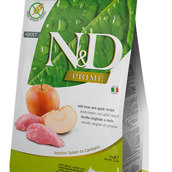 Farmina N&D Adult Boar & Apple сухой корм для взрослых кошек, кабанятина с яблоком, 1,5 кг