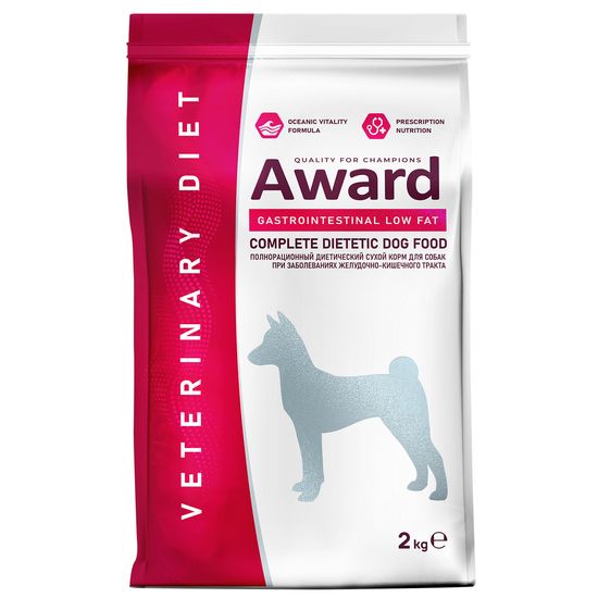 AWARD Veterinary Diet Gastrointestinal Low Fat сухой диетический корм для взрослых собак при заболеваниях желудочно-кишечного тракта, 2 кг