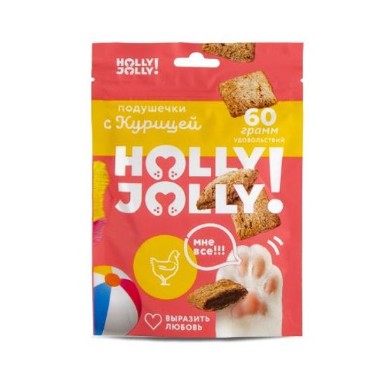 Holly Jolly! лакомство для кошек, хрустящие подушечки с курицей, 60 г (1986)