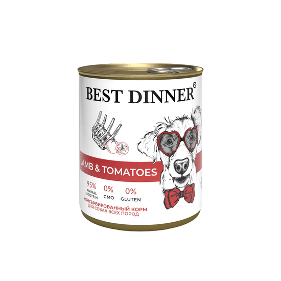 Best Dinner консервы для щенков и взрослых собак, ягнёнок с томатом, 850 г