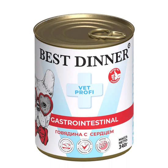 Best Dinner Vet Profi Gastro Intestinal консервы для собак, говядина с сердцем, 340 г