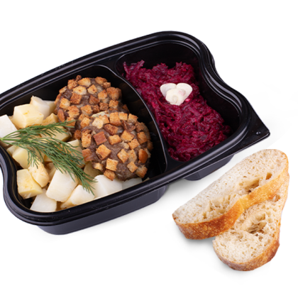 Котлеты по-Пожарски с картофелем и Свекольным салатом