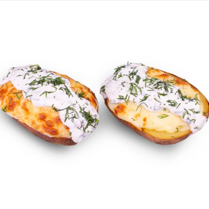 Печеный картофель с грибным соусом