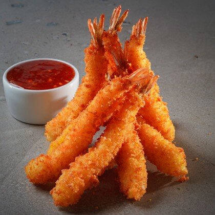 Хрустящие креветки со сладким соусом "Чили" 6 шт