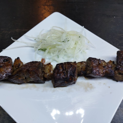 Печень говядины с курдюком.