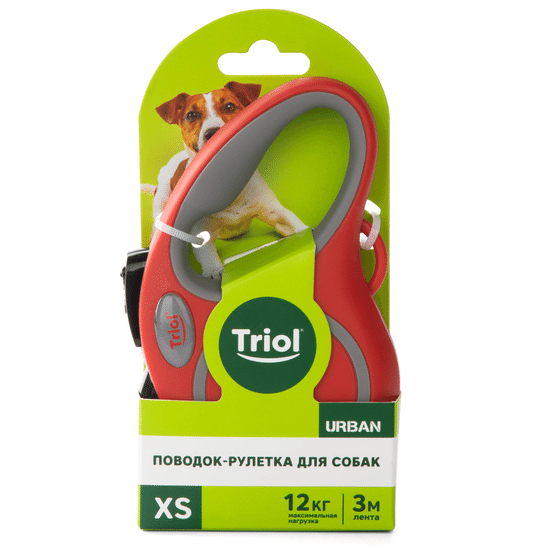 Triol Urban поводок-рулетка для собак до 12 кг, лента 3 м, размер XS, красный