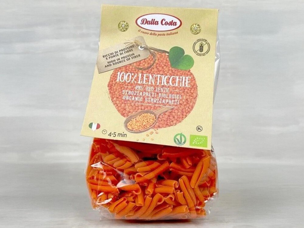 Паста Dalla Costa "Строццапрети БИО" из муки красной чечевицы, Италия, 250 г