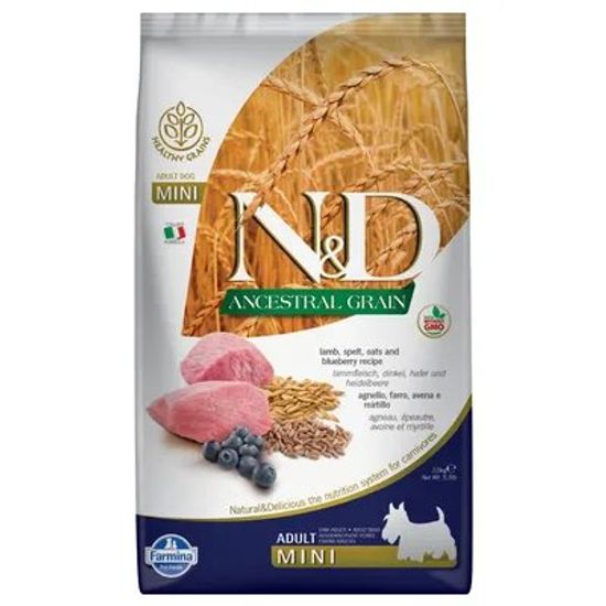 Farmina N&D Low Grain Adult Mini сухой корм для взрослых собак мелких пород, ягнёнок с черникой, 7 кг за 1 кг