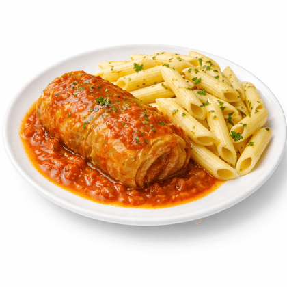 Макароны отварные с голубцом