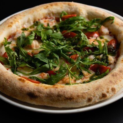 Пицца креветка и песто