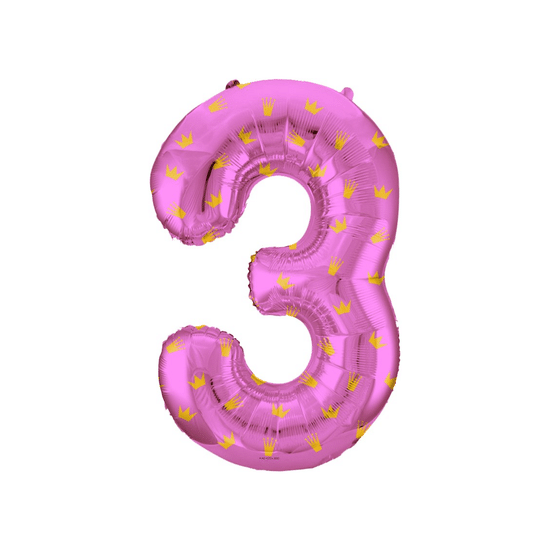 ≈ 85 см, Цифра 3, Золотые короны, Розовый