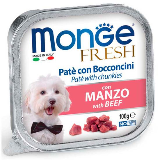 Monge Dog Fresh консервы для взрослых собак, говядина, паштет с кусочками мяса, 100 г