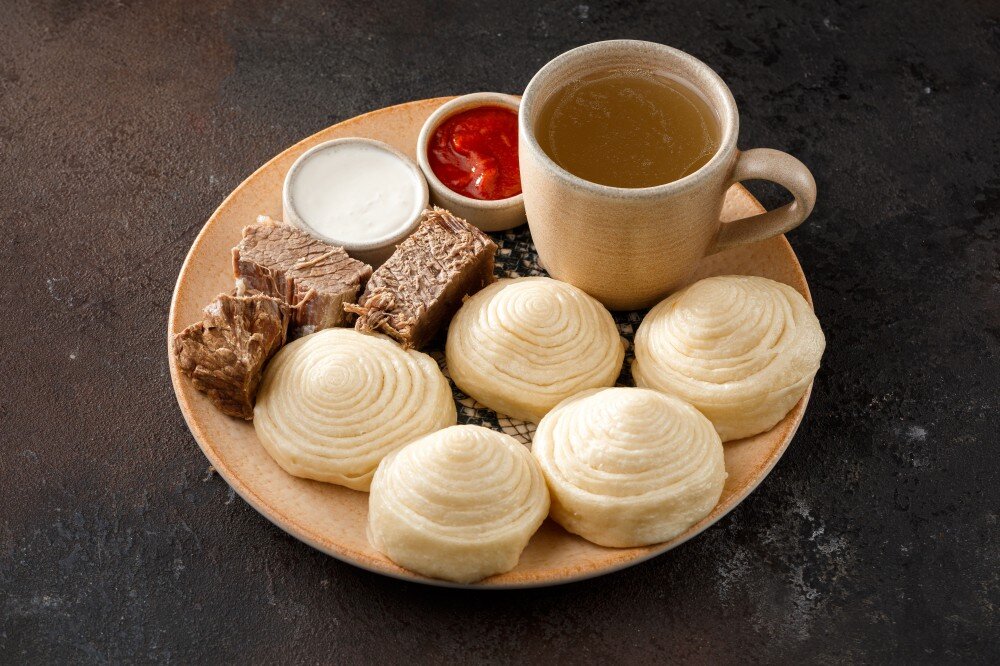 Слоеный хинкал с отварной говядиной