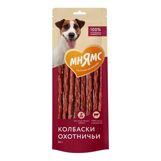 Мнямс На каждый день лакомство для собак, колбаски охотничьи, 80 г
