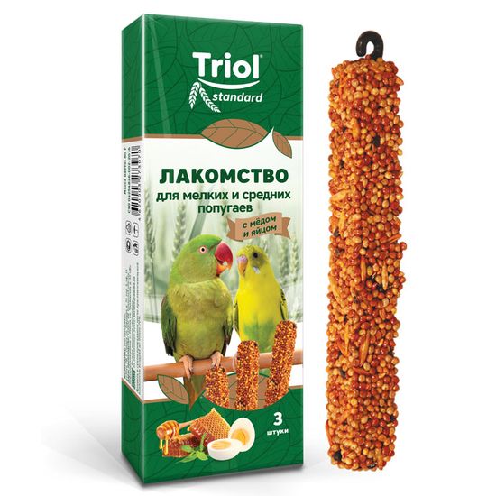 Triol Standard лакомство для мелких и средних попугаев с мёдом и яйцом, 3 шт, 80 г