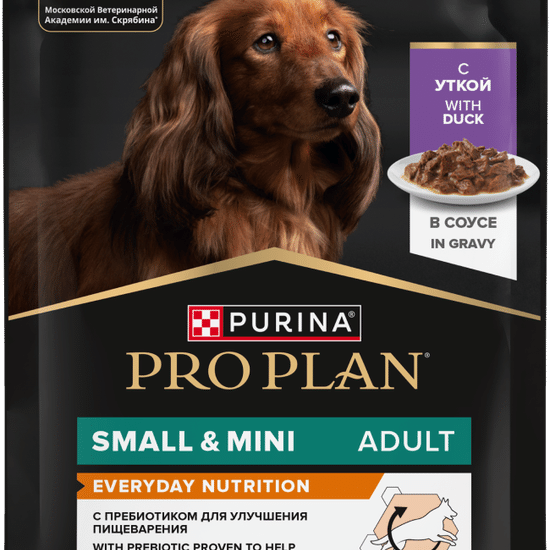 PRO PLAN пауч для взрослых собак мелких и карликовых пород, утка в соусе, 85 г