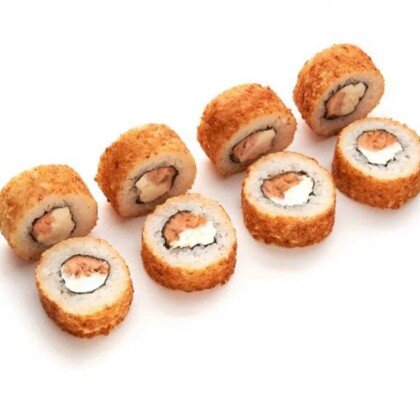 Жареный ролл с лососем терияки