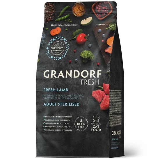 GRANDORF Fresh Cat Sterilised Lamb & Sweet Potato сухой корм для стерилизованных кошек, ягнёнок с бататом, 400 г (2611)