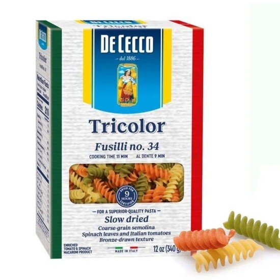 Паста De Cecco №34 Фузилли Триколоре, 500 г