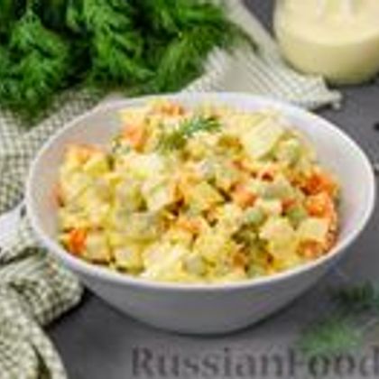 Салат оливье с курицей -