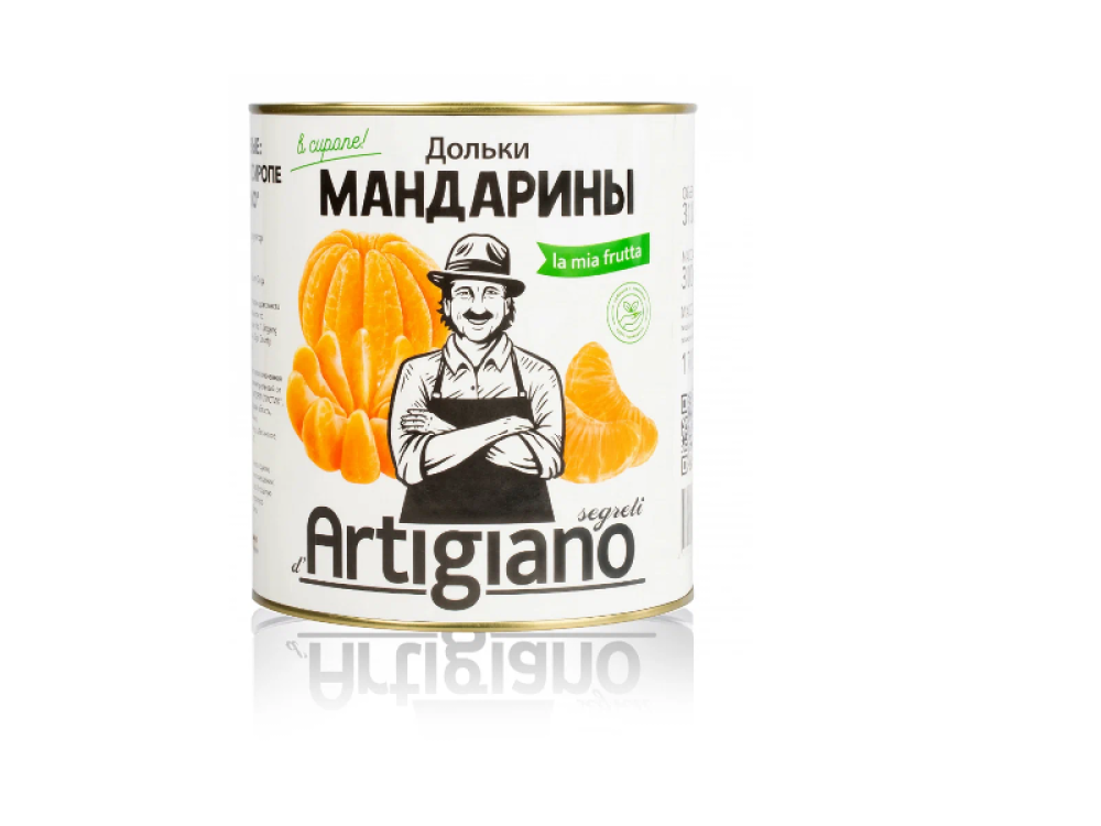 Мандарины Artigiano дольки в сиропе, 3050 г