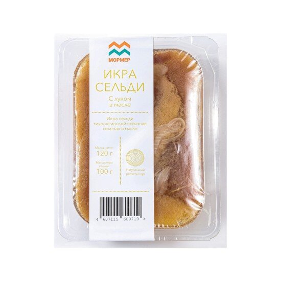 Икра сельди тихоокеанской ястычная с луком соленая в масле 120гр.