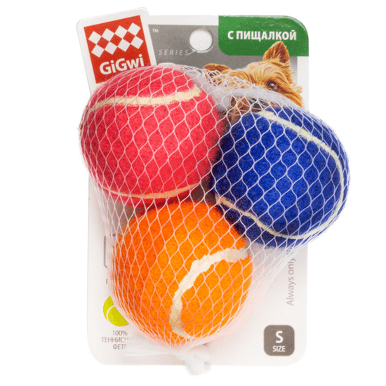 GiGwi Catch & Fetch игрушка для собак «Три мяча» маленькие с пищалкой, 4,8 см