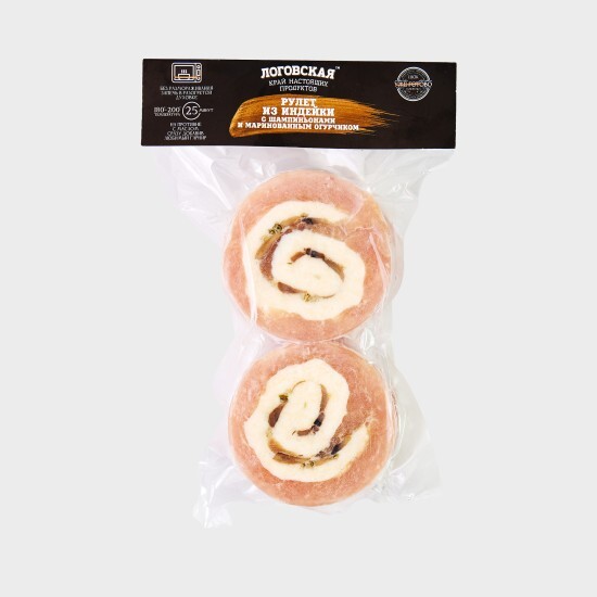 Рулет из индейки с шампиньонами и маринованым огурчиком