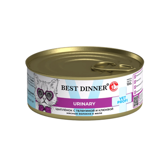 Best Dinner VET PROFI Urinary консервы для кошек, цыплёнок с телятиной и клюквой, 100 г