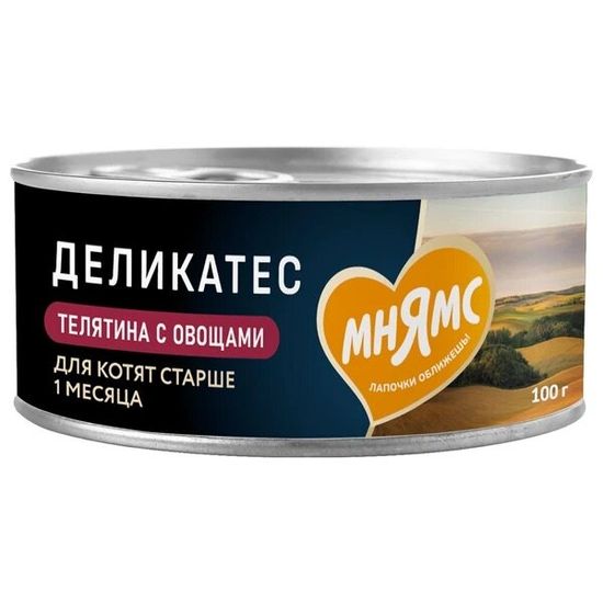 Мнямс Деликатес консервы для котят от 1 месяца «Паштет по-бельгийски», телятина с овощами, 100 г