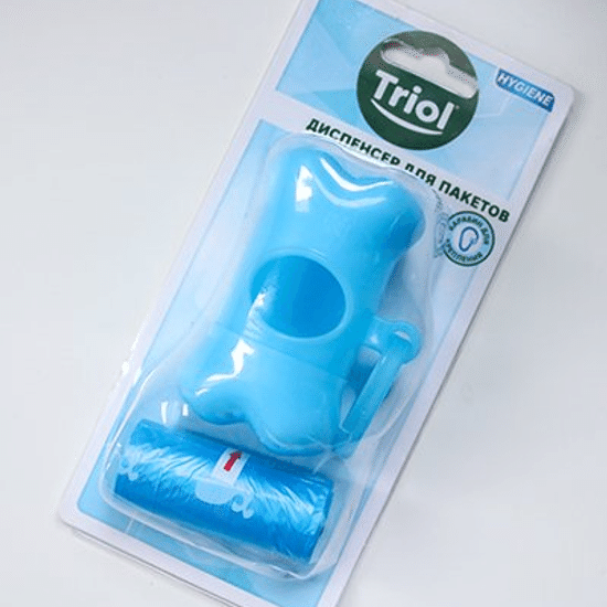 Triol Hygiene контейнер «Косточка» с 1 рулоном гигиенических пакетов для собак, 15 шт в рулоне