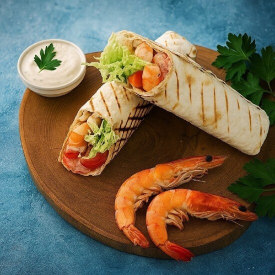 Шаурма-ролл с креветками и сыром