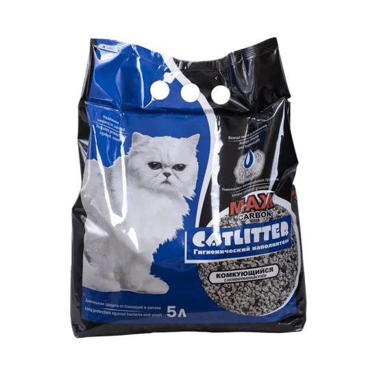 Cat Litter Carbon MAXI наполнитель комкующийся с активированным углём, 5 л
